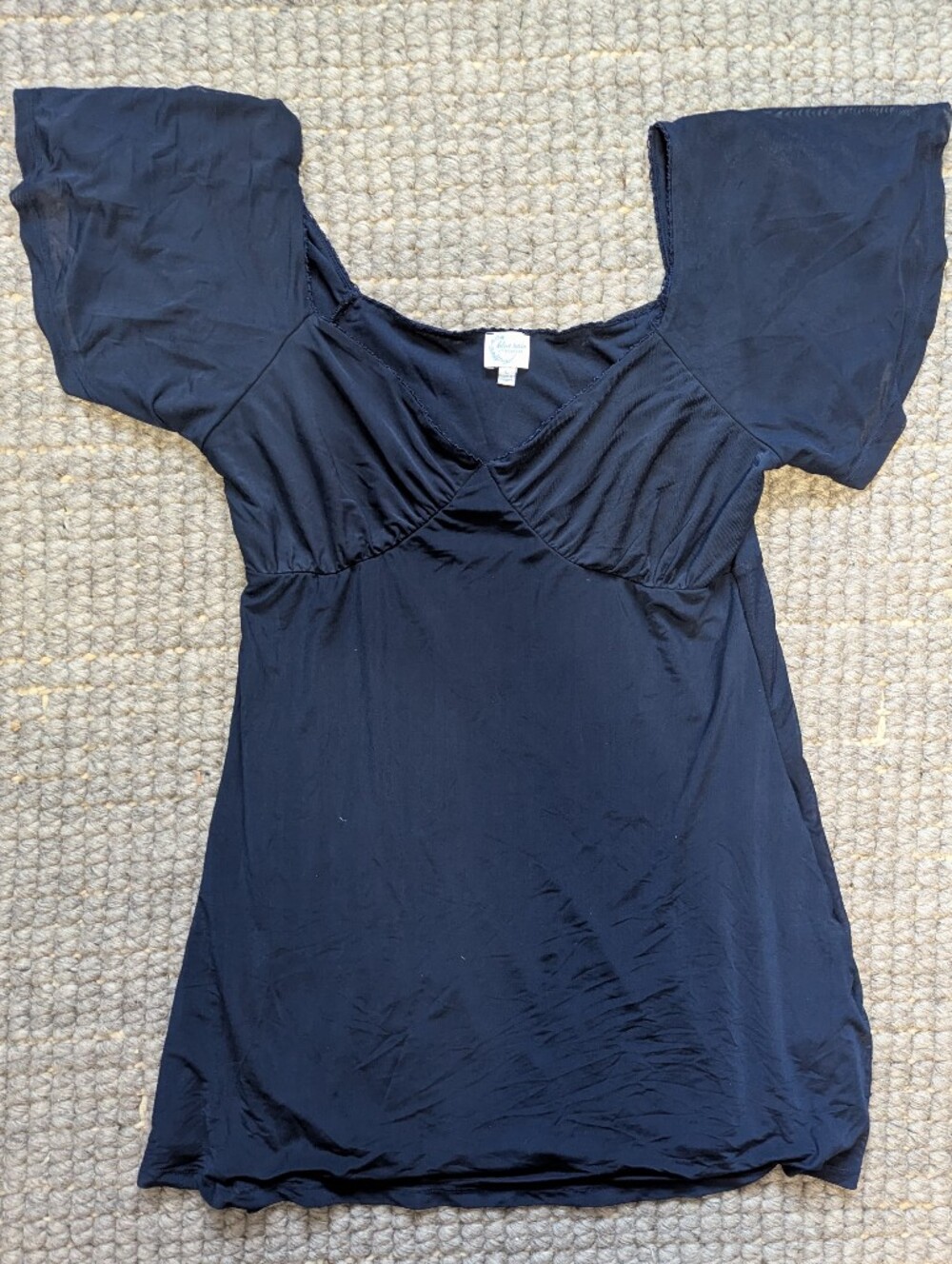 Blue Rain By Francesca's Navy Blue Mini Dress with Flutter Sleeves Sz L